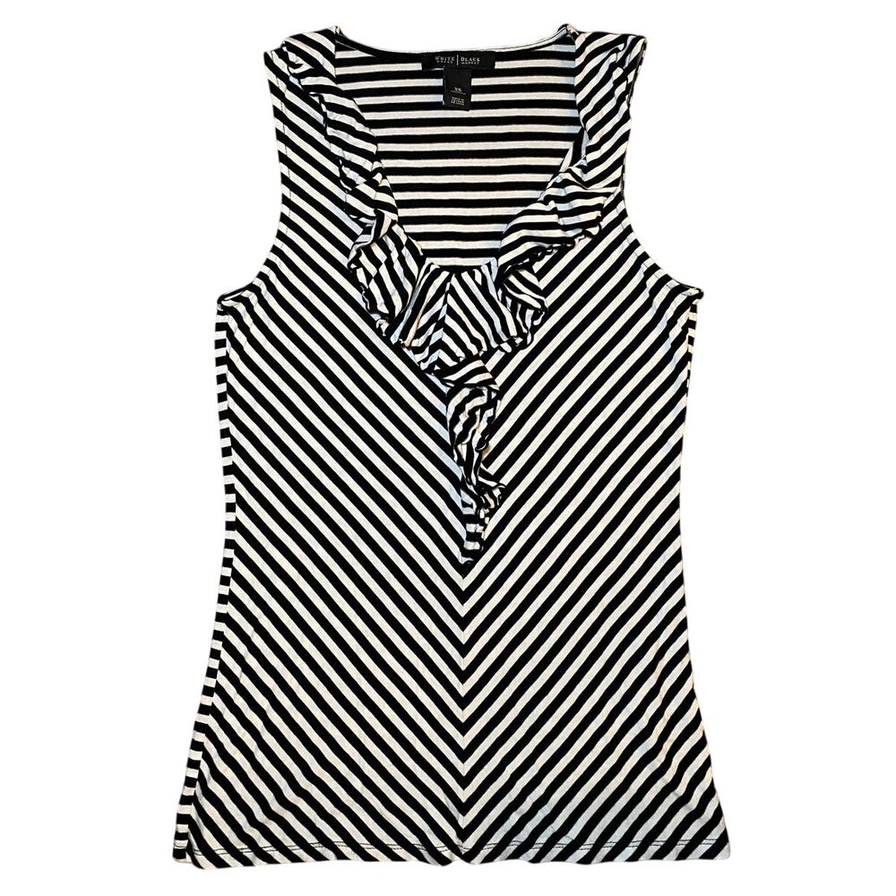 White House Black Market - Striped Ruffle Tank Top - Size XS
